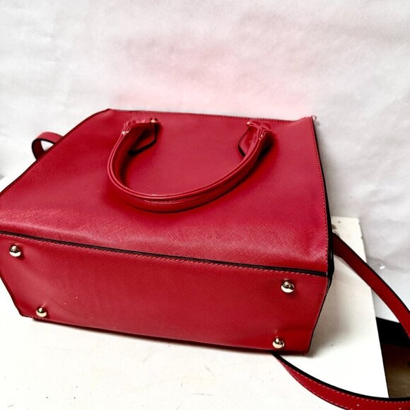 Bold Red Crossbody Bag Satchel Handbag Pocketbook Square Messenger Academia EUC - Picture 9 of 9